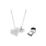 Double Heart Sterling Silver Necklace-Silver