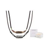9 Eye Dzi Bead Couple Necklace+Rose Box