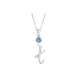 Plain Chain+Pendant+Crystal Diamond Blue+Letter T