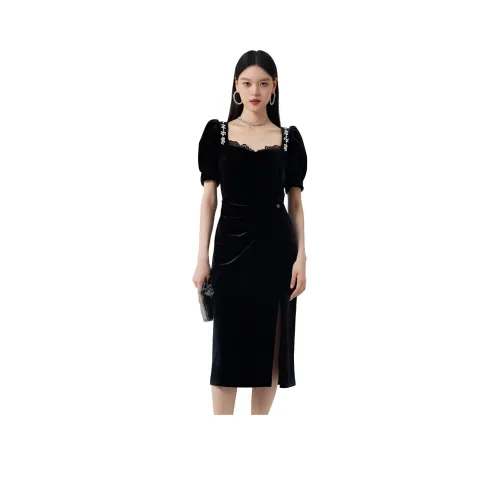 BADINA 블랙 여성 반팔 원피스
