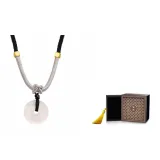 Icy Clear Chalcedony Peaceful Buckle Necklace+Heritage Box