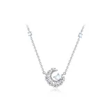 999 Fine Silver Dreamy Starry Moon Necklace[Silver]