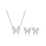 Necklace+Stud Earrings-Sparkling White