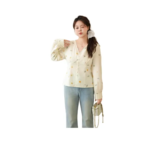 DAMABAIFENBAI 애프리콧 여성 셔츠