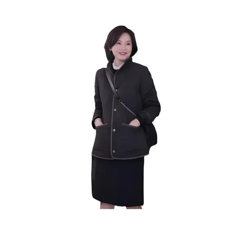 RUIENCO. 블랙 커피 컬러 블록 여성 패딩 점퍼