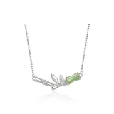 [999 Silver]Bamboo Grace Blue and White Necklace-Silver