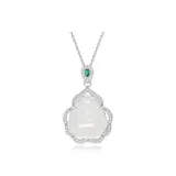 White Chalcedony Maitreya Buddha Necklace[Style 2]