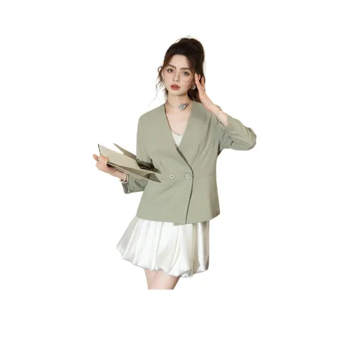 Et Boite 그린 여성 비즈니스 정장