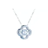 Sparkling Rhinestone Four-Leaf Clover Silver Necklace