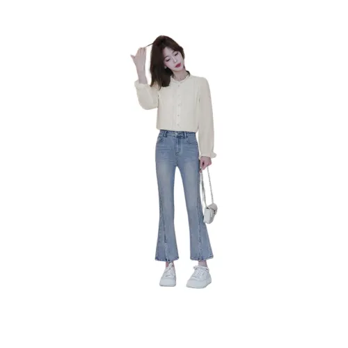 Small grains 베이지 여성 셔츠