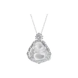 Buddha Attracts Blessings-High Ice Jade White Chalcedony Buddha (with Silver Necklace)