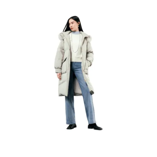 TKY SHOP 그레이 그린 여성 다운 재킷