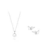 Necklace+Stud Earrings Clothing Sets[S999 Fine Silver]