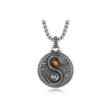 Caduceus Snake Pendant+Steel Chain