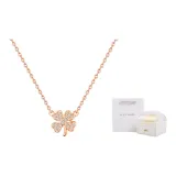 Four-Leaf Clover Necklace (Rose Gold)+Rose Box