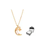 Smooth Finish Star Moon Necklace-Rose Gold