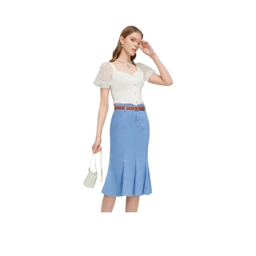 JORYAweekend 데님 블루 여성 데님 롱 스커트