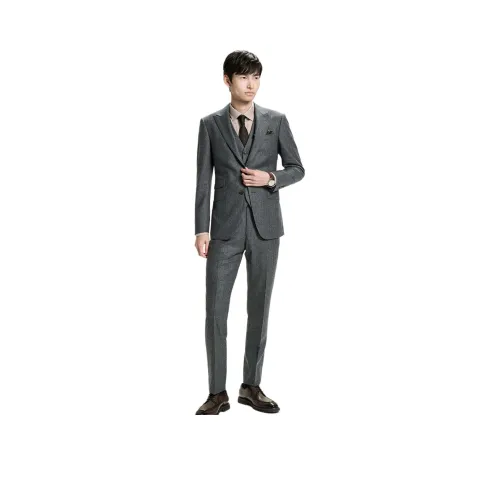 SAINT ANGELO 볼카닉 그레이와 오렌지 스트라이프 패턴 남성 정장 바지