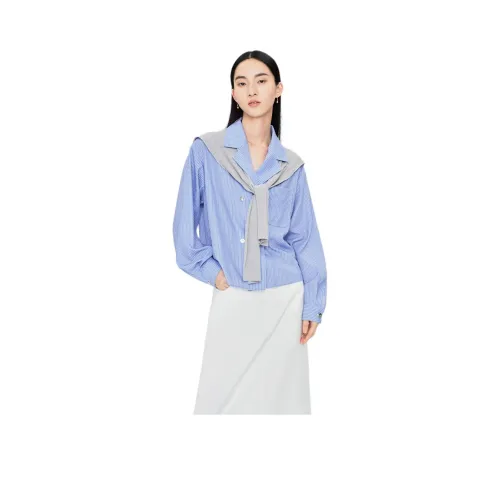 TKY SHOP 블루 스트라이프 패턴 여성 셔츠
