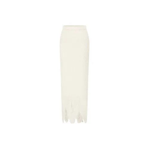 SWAYING KNIT 화이트 여성 캐주얼 롱 스커트