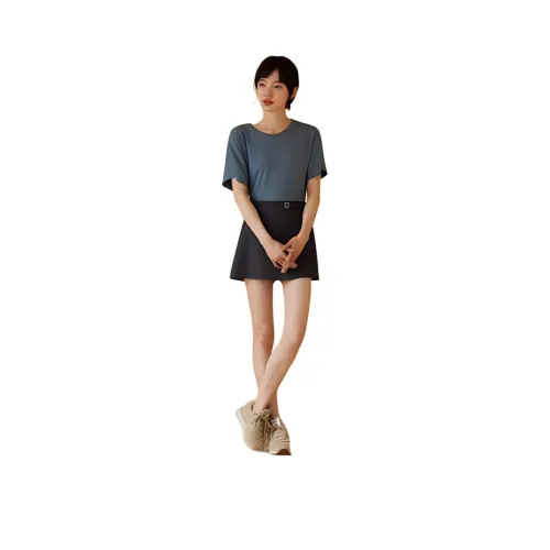 Hacikis 웨스트 하버 그레이 체크무늬 여성 캐주얼 숏 스커트