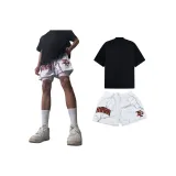 Black Short-Sleeved Shirt+White Shorts[No Matching Two-Piece Set]