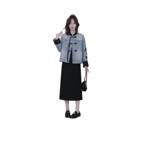 Small grains 블루 여성 데님 자켓