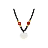 Rolled Cloud Peaceful Lock Necklace (Red Agate)
