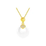 925 Silver-Fu Character Pendant Peaceful Buckle Necklace, Gold