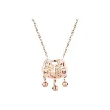 Fu Character Pendant Peaceful Lock Necklace-Rose Gold