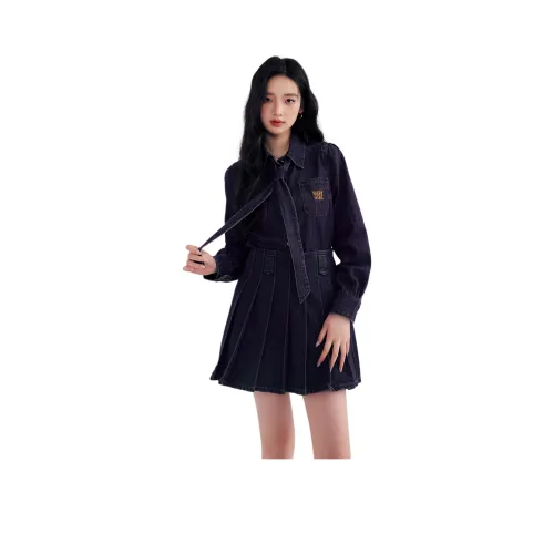 DEAR DEER PUFF 빈티지 블루 여성 데님 숏 스커트