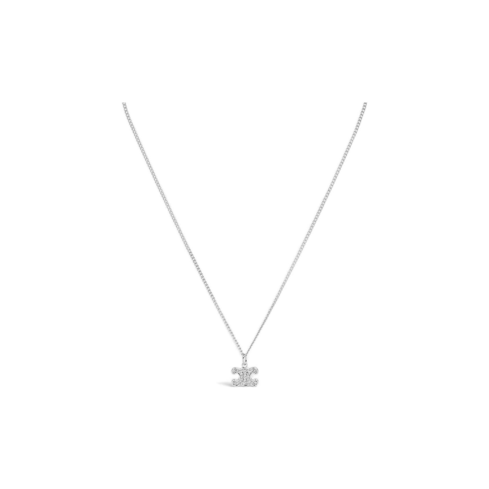 【CELINE】Triomphe Frame Sparkle Necklace ネックレス Triomphe Sparkle Necklace in Brass with Gold Finish and