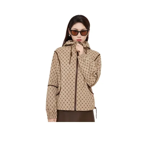 ELANIE RIESE 카키 여성 크롭 코트