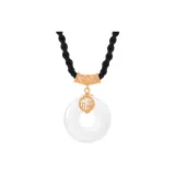925 Sterling Silver-Blessing Fortune Auspicious Peaceful Buckle Necklace (Rose Gold)[Chalcedony]