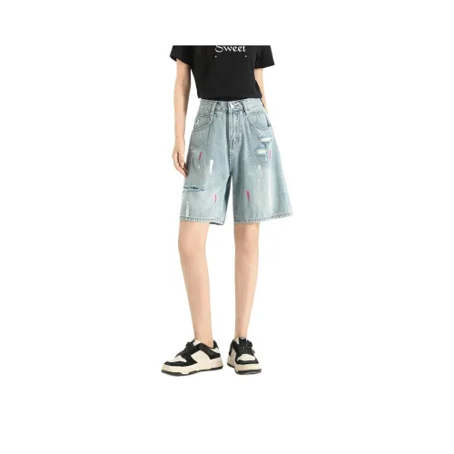 Et Boite 블루 여성 데님 반바지