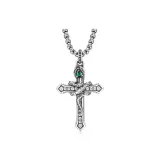 S925 Silver Cross Snake Pendant+Steel Chain