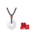 White Chalcedony Peaceful Buckle Necklace+Box