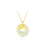 999 Fine Silver-Four-Leaf Clover Peaceful Buckle Necklace[Gold]