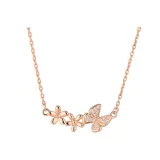 Butterfly Small Flower Necklace-Rose Gold