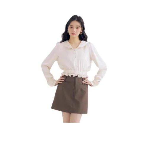 DEAR DEER PUFF 화이트 여성 셔츠