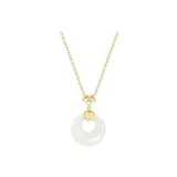 Chalcedony Peaceful Buckle Necklace 999 Fine Silver (Gold)