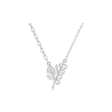 Maple Leaf S925 Silver Freshwater Pearl Necklace Set (Silver)