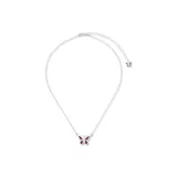 Crushed Diamond Red Butterfly Silver Necklace
