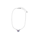 Blue Purple Butterfly Silver Necklace