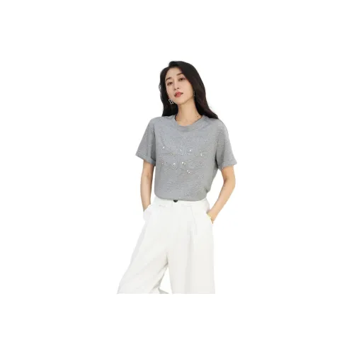 XIRAN 그레이 여성 티셔츠