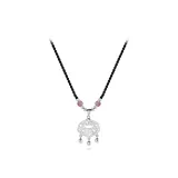 Sterling Silver Peaceful Lock Necklace[Pink]