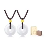 White Chalcedony Style, Couple's (1 Pair)+999 Solid Gold Small Gold Bead