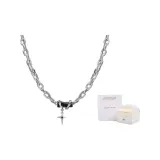 Cuban Necklace (Silver)+Rose Box
