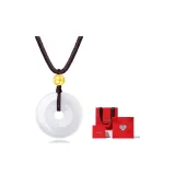 White Chalcedony Style+999 Solid Gold Small Gold Bead+Box