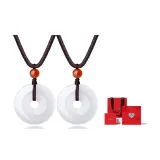White Chalcedony Peaceful Buckle Necklace-Couple's (1 Pair)+Box